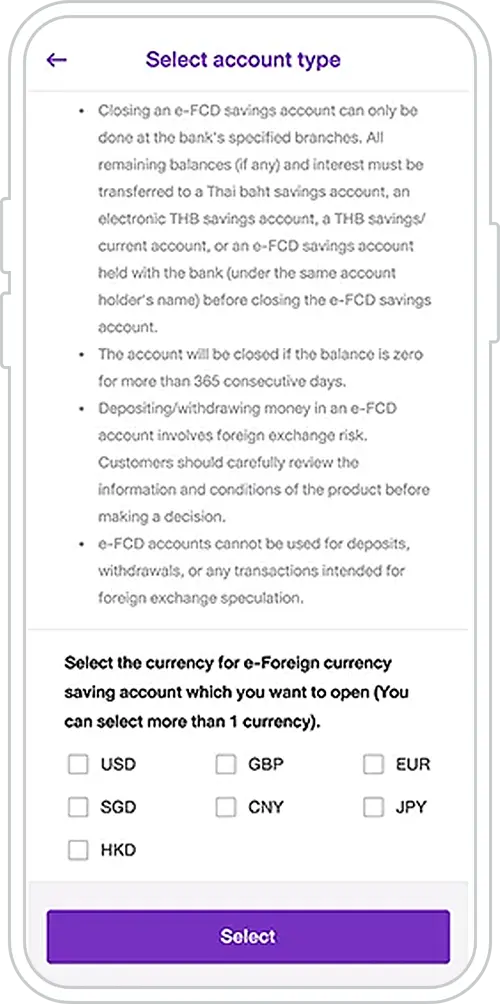 How to open e-FCD Account via SCB EASY App